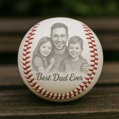 Custom Photo Engraved Baseball, Fathers Day Gifts For Dad, Best Dad Ever