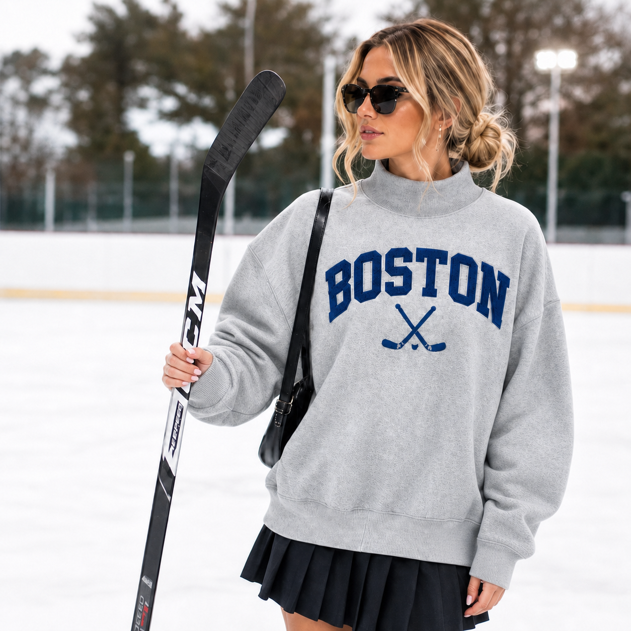 Custom Hockey Team Embroidered Mockneck Sweatshirt