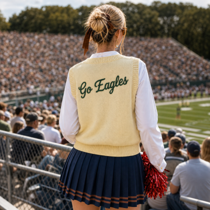 Custom V-Neck Knit Game Day Vest, Personalized Front & Back Text Sweater Vest
