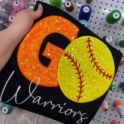 Sequined GO Baseball Softball Basketball Sweatshirt with Customed Embroidered Team Name