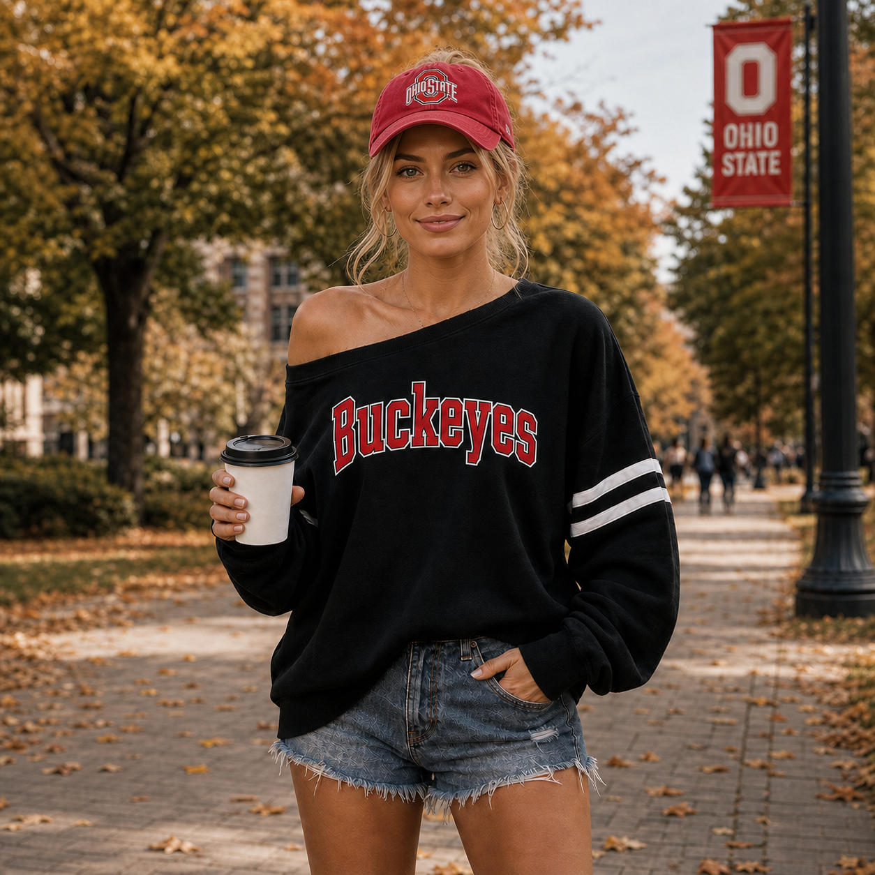 Personalized Vintage Off-Shoulder Sweatshirt, Custom Team Name Game Day Football Crewneck