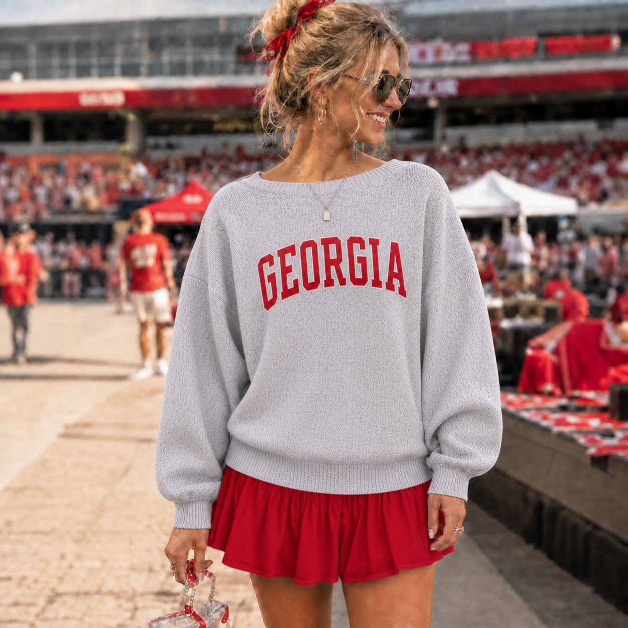 Custom Printed Bow Back Knit Sweater, Personalized Game Day Team Sweater