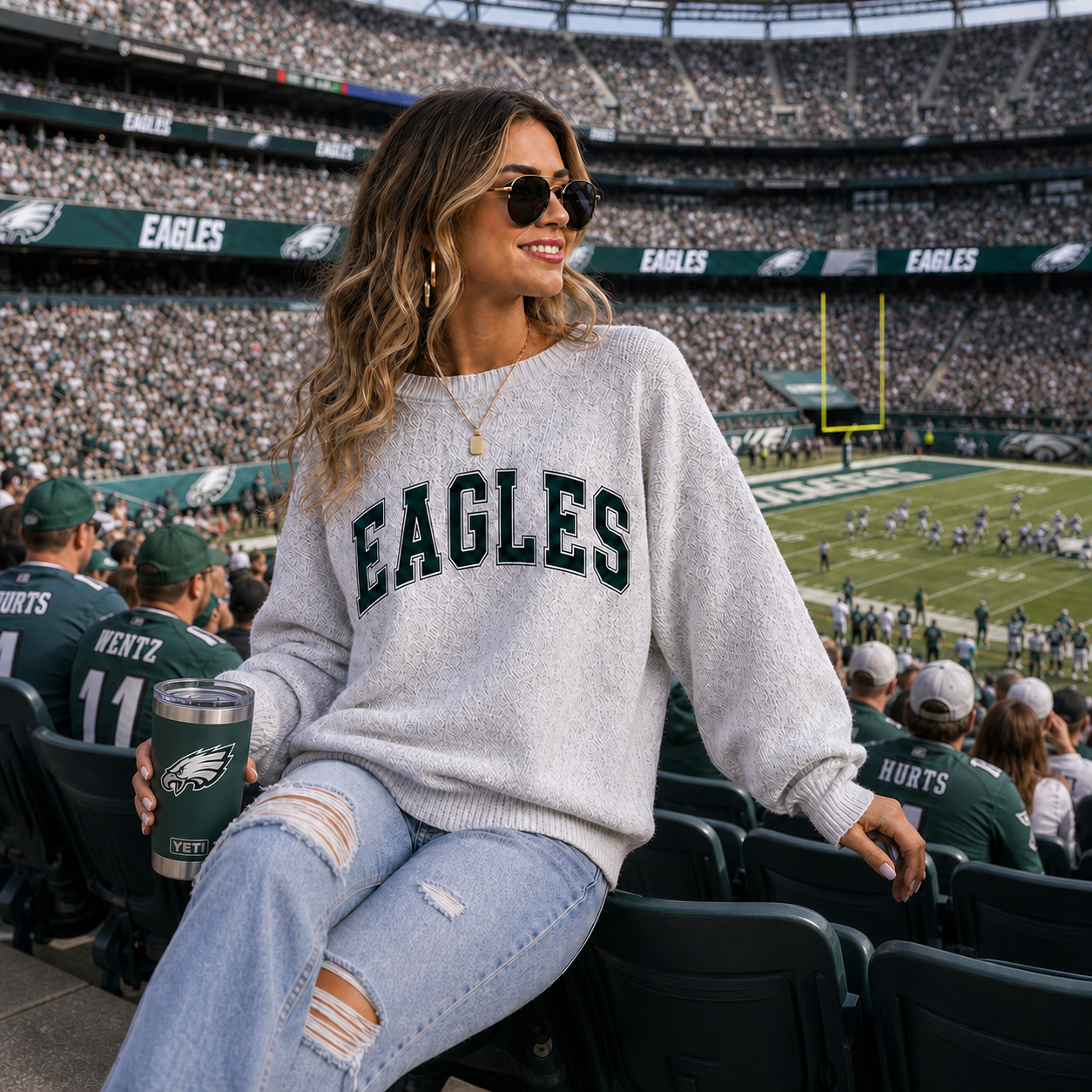 Custom Printed Bow Back Knit Sweater, Personalized Game Day Team Sweater