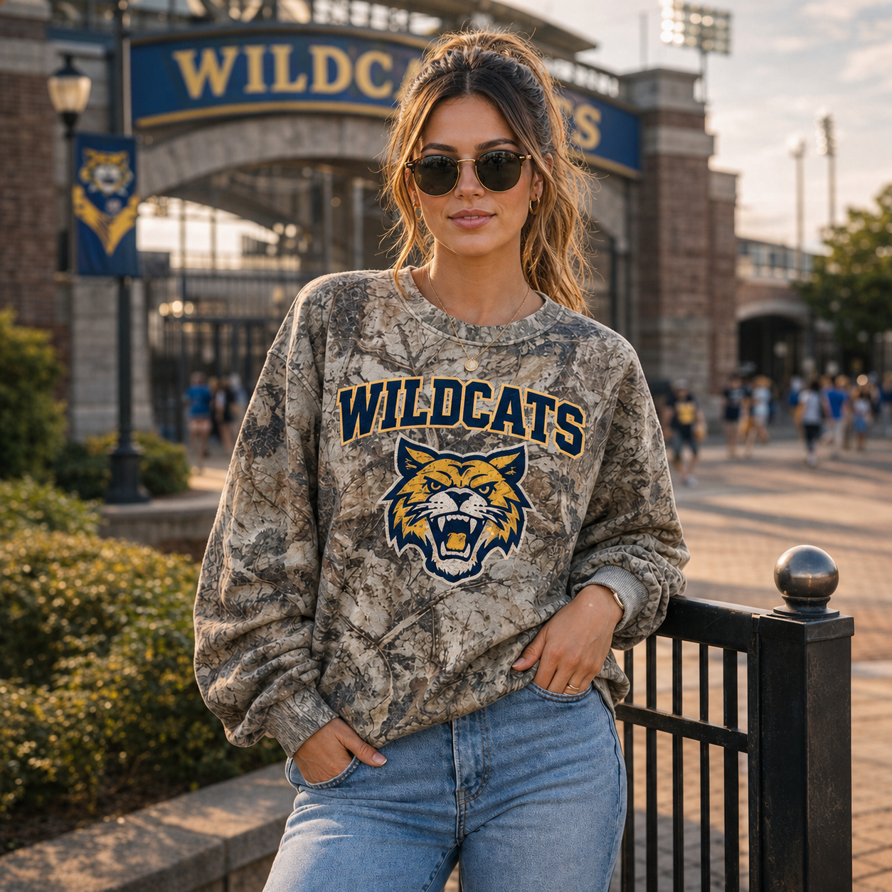 Custom Camo Game Day Crewneck, Personalized Team Name & Mascot Sweatshirt