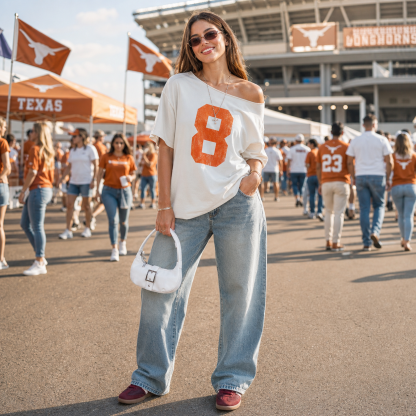 Personalized Vintage Washed Number Off-Shoulder Oversized T-Shirt