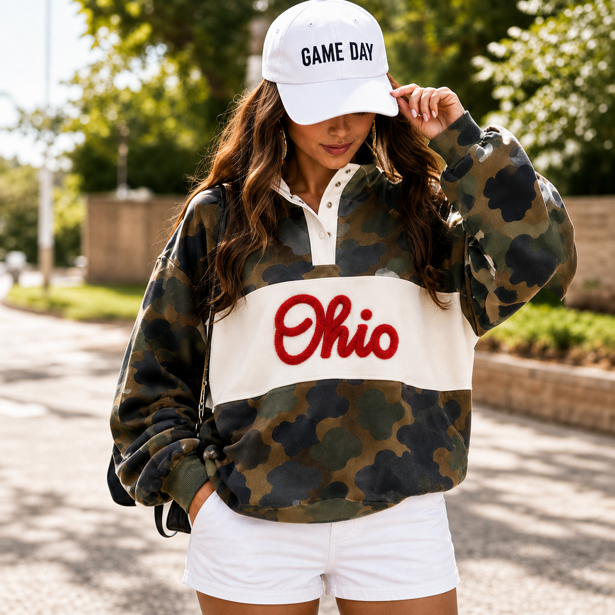 Custom Camo Snap Pullover Sweatshirt with Chenille Team Name