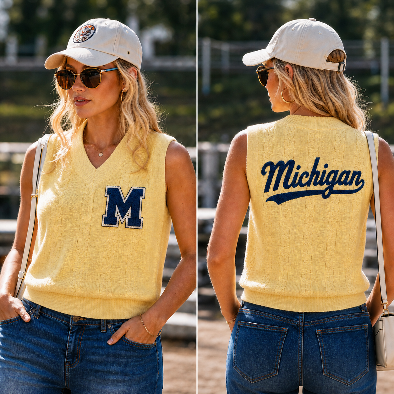 Custom Front & Back Text V-Neck Knit Vest, Personalized Game Day Sweater Vest