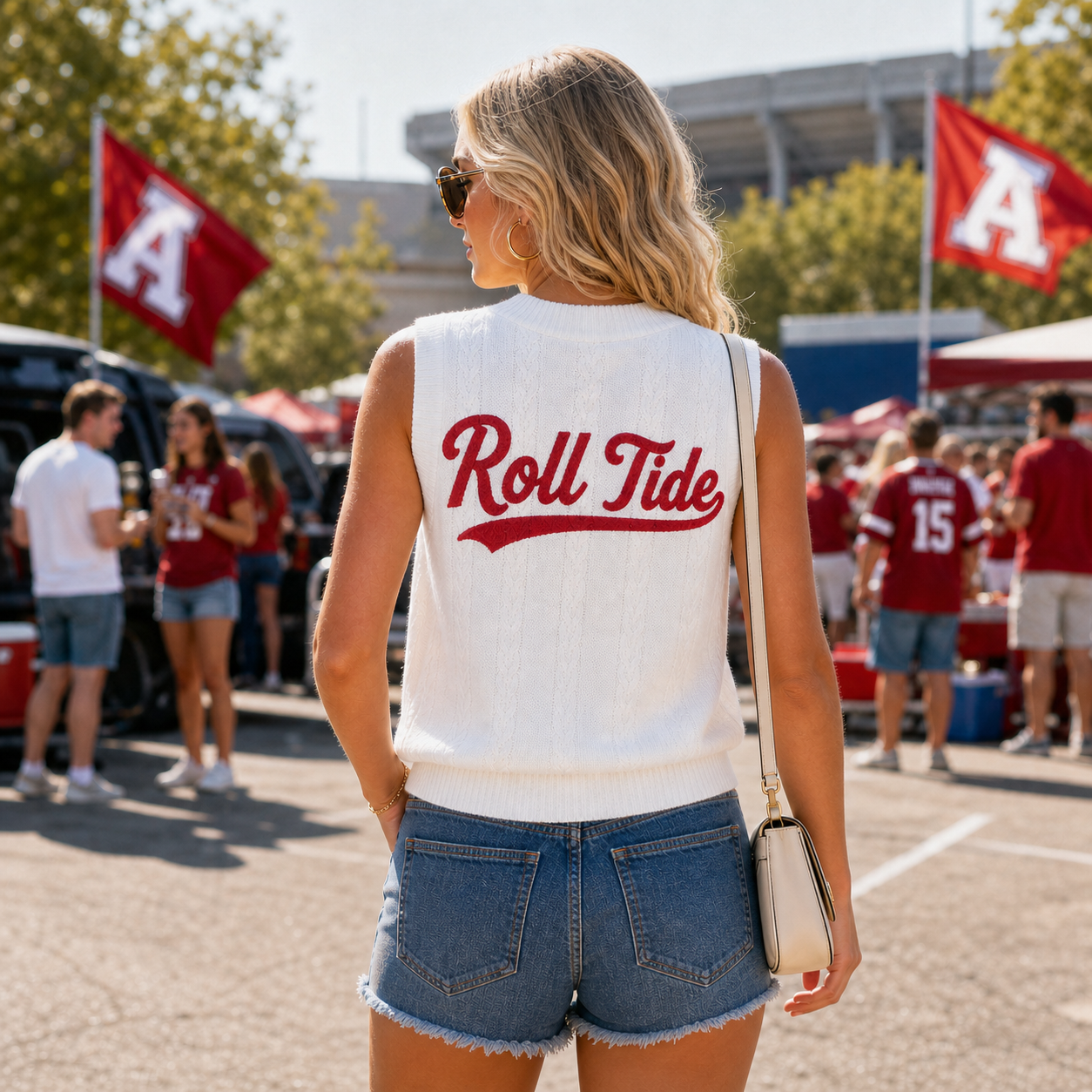 Custom Front & Back Text V-Neck Knit Vest, Personalized Game Day Sweater Vest