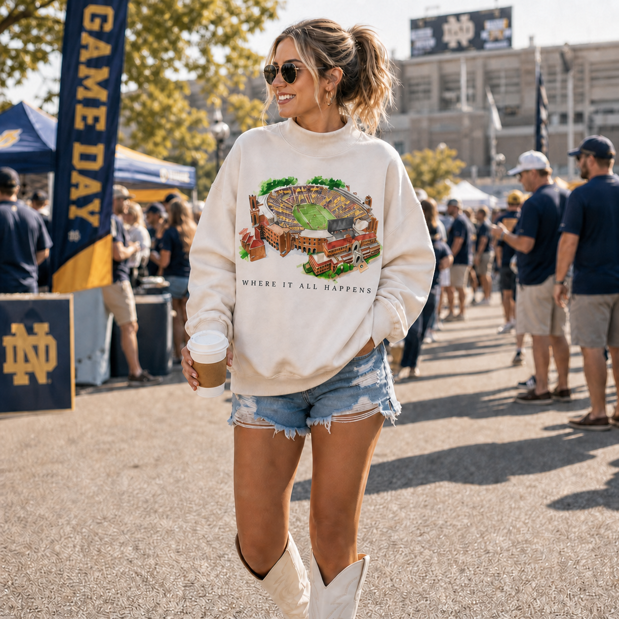 Custom Watercolor Stadium Mockneck Pullover