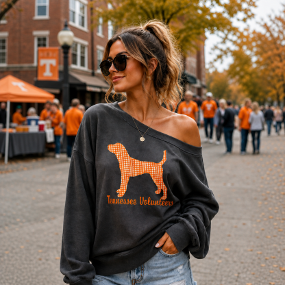 Personalized Mascot Applique One-Shoulder Sweatshirt, Game Day Spirit Pullover