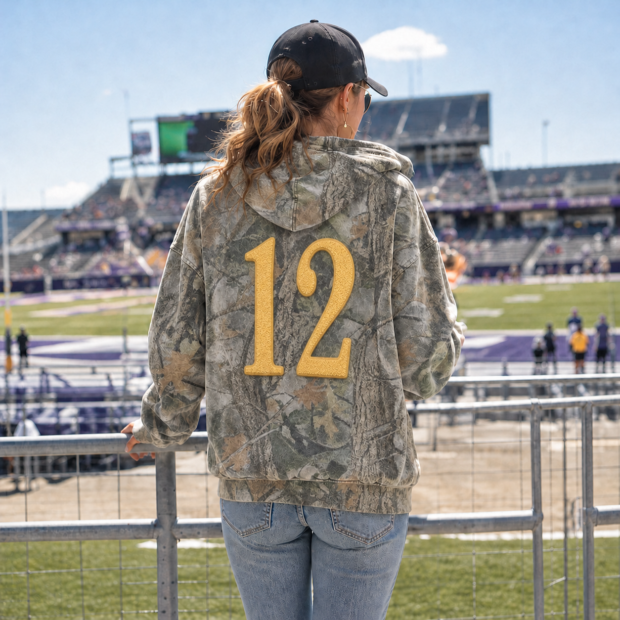 Custom 3D Puff Print Camo Game Day Hoodie, Personalized Team & College Spirit Wear