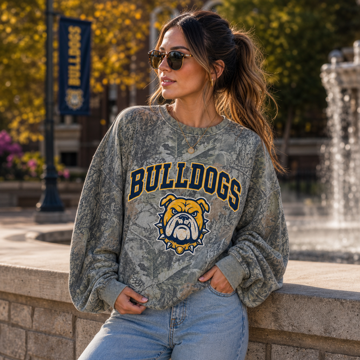 Custom Camo Game Day Crewneck, Personalized Team Name & Mascot Sweatshirt