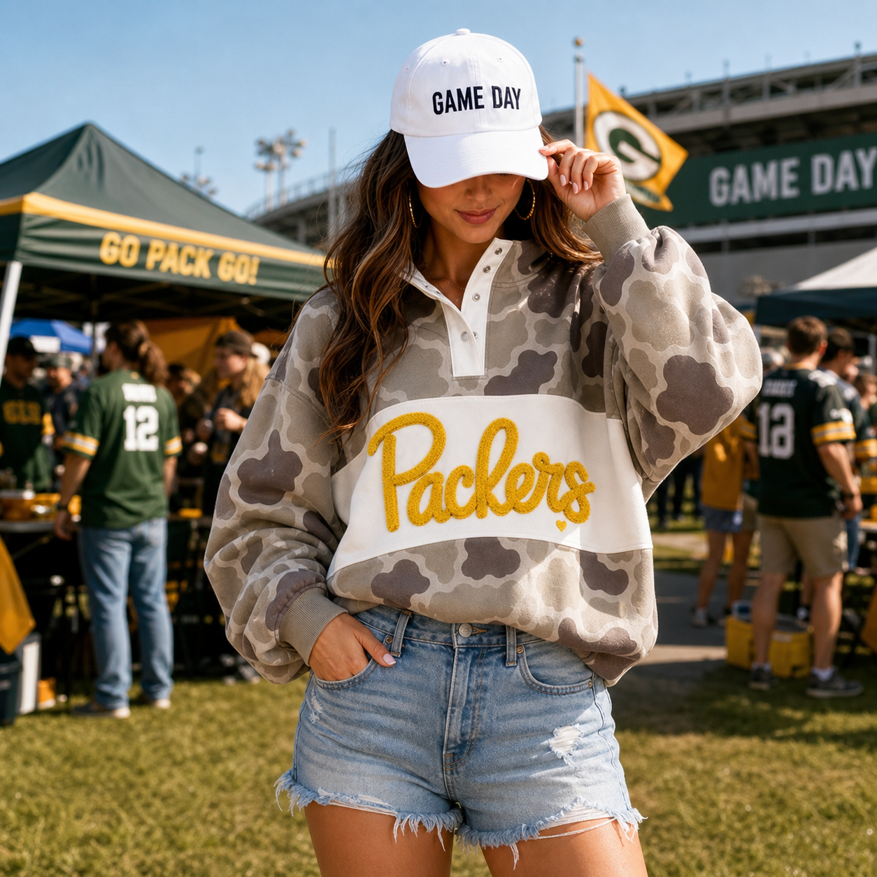 Custom Camo Snap Pullover Sweatshirt with Chenille Team Name