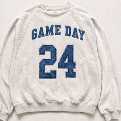 Custom Vintage Denim Applique Game Day Sweatshirt