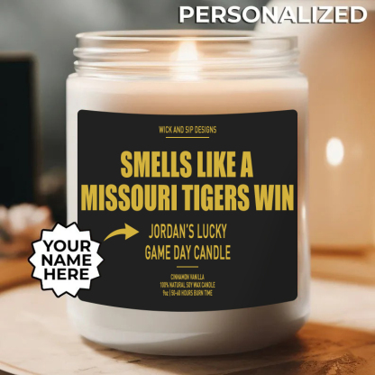 Personalized Smells Like A Missouri Tigers Win Candle, Custom Missouri