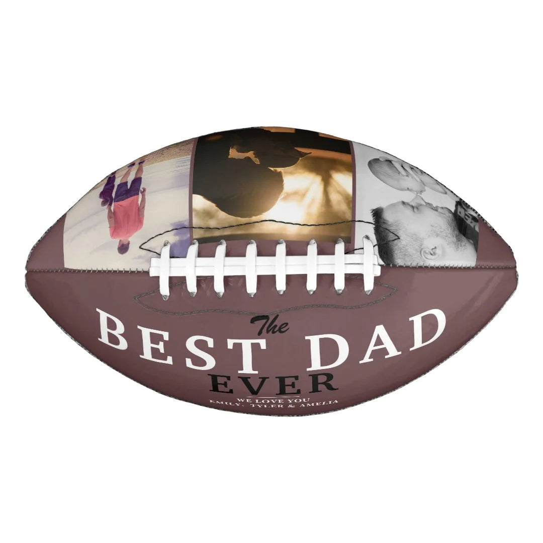 Modern Best Dad Ever Father`s Day 3 Photo Collage Football