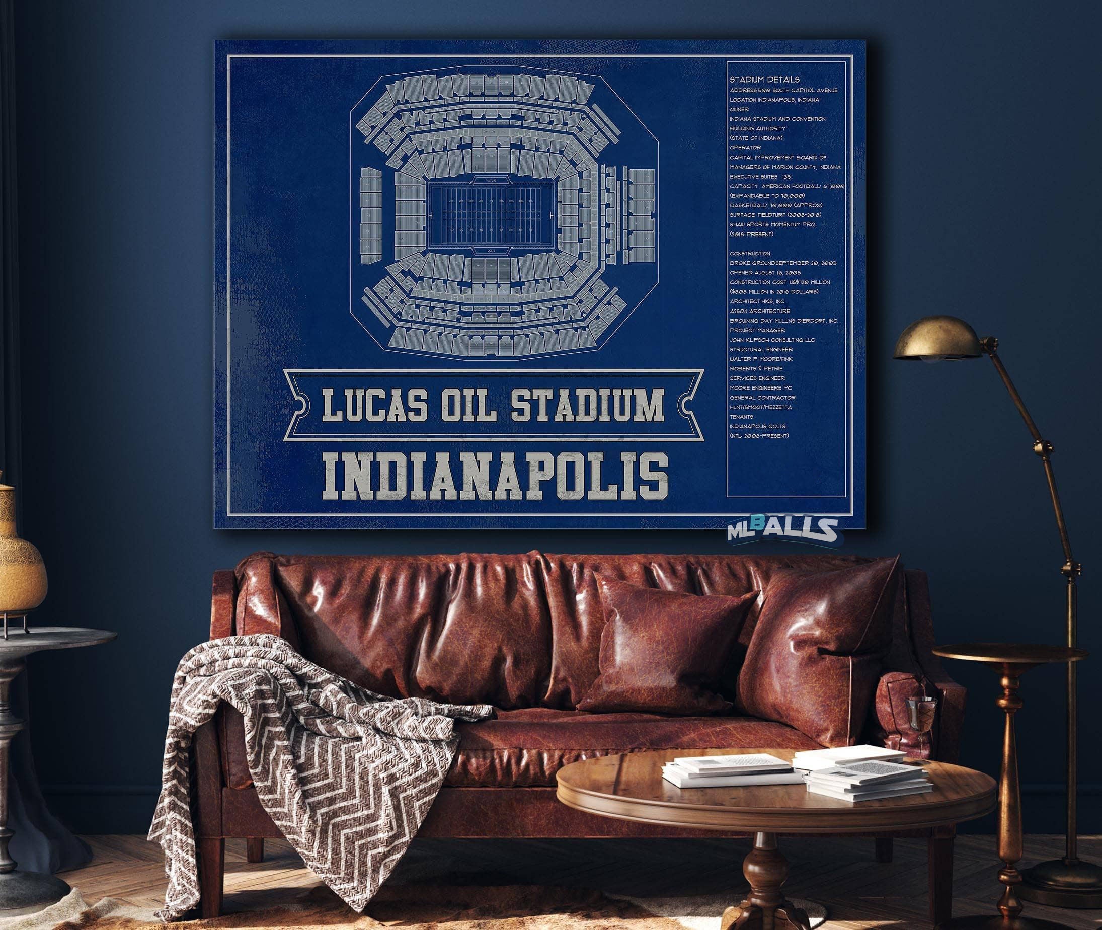 Lucas Oil Stadium Team Color - Vintage Football Print