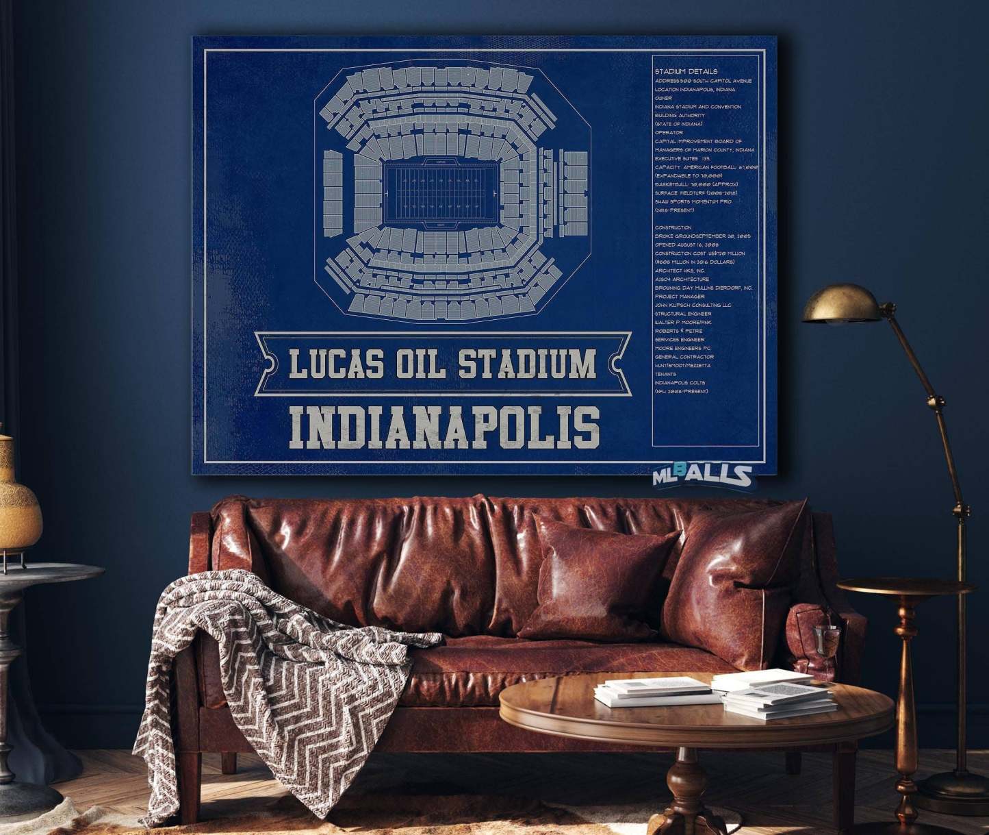 Lucas Oil Stadium Team Color - Vintage Football Print