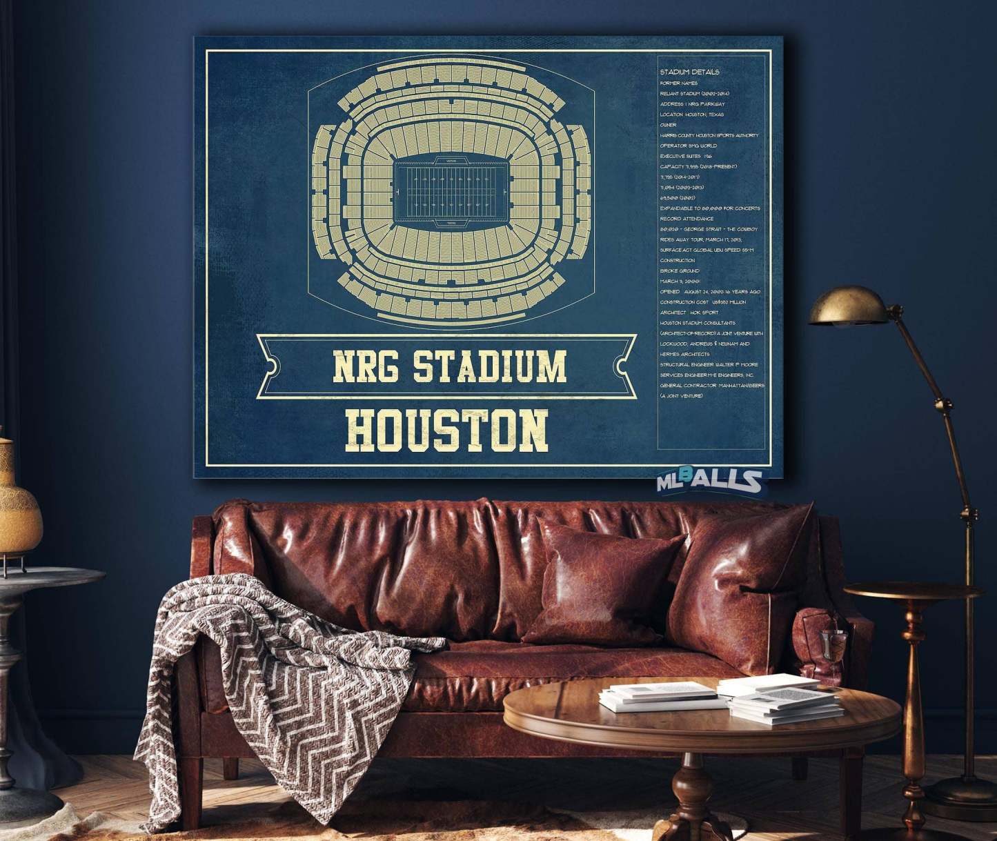 NRG Stadium Seating Chart - Vintage Football Print