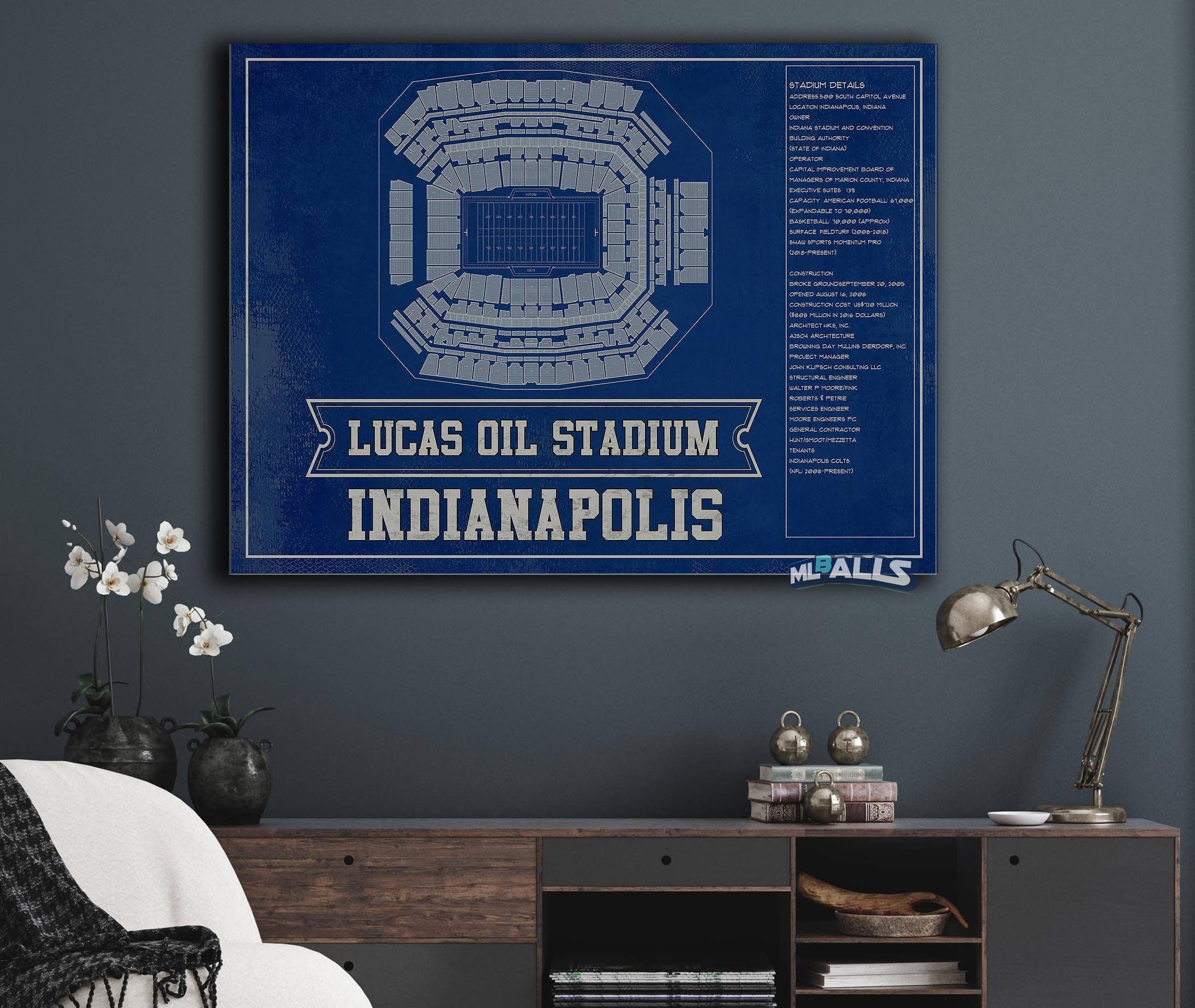 Lucas Oil Stadium Team Color - Vintage Football Print