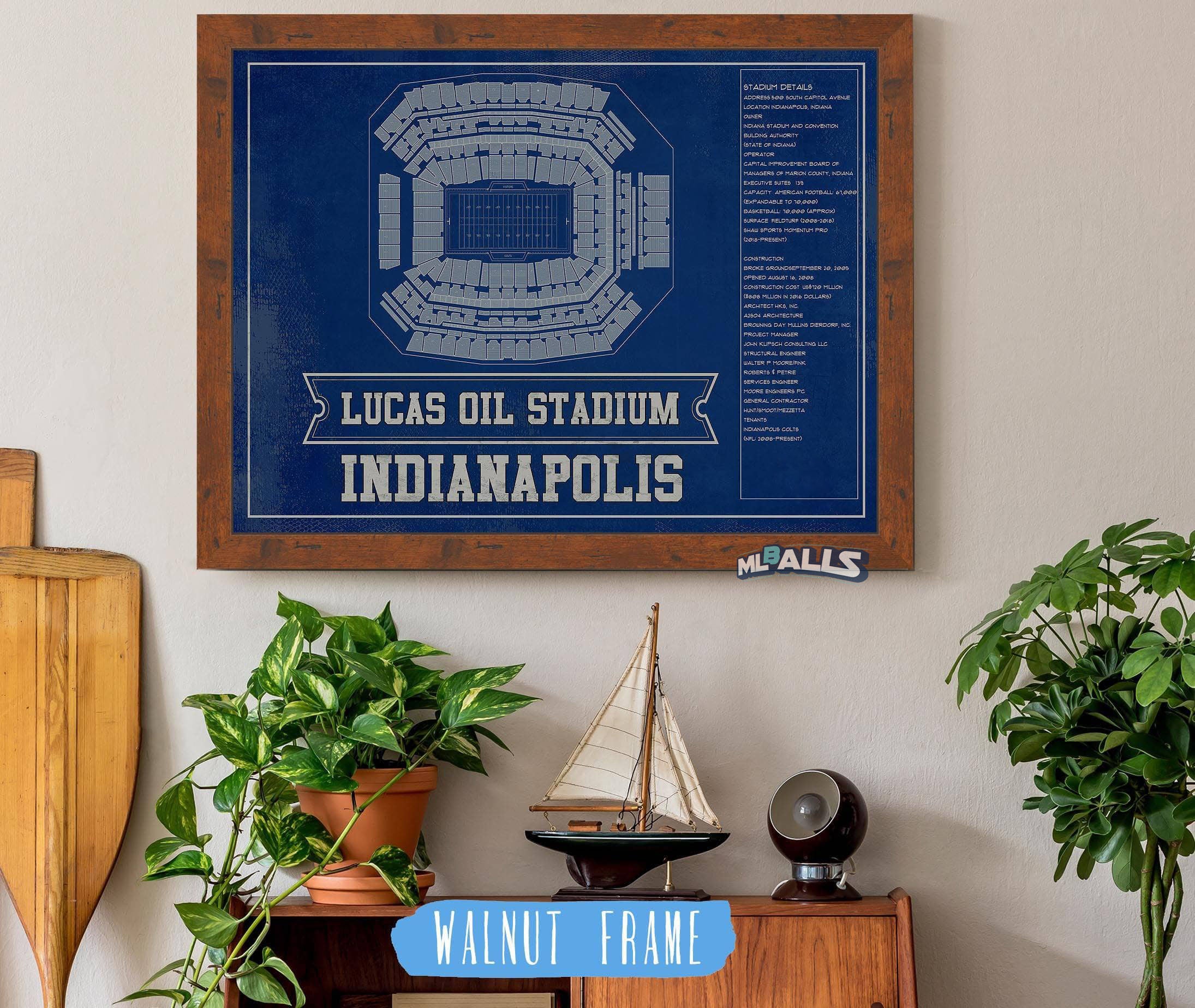 Lucas Oil Stadium Team Color - Vintage Football Print