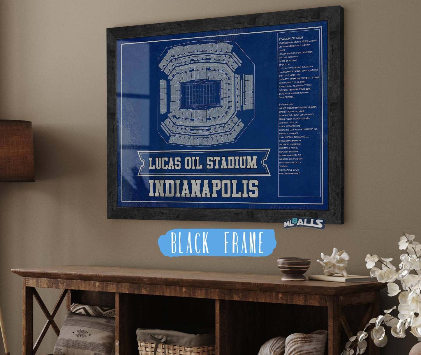 Lucas Oil Stadium Team Color - Vintage Football Print