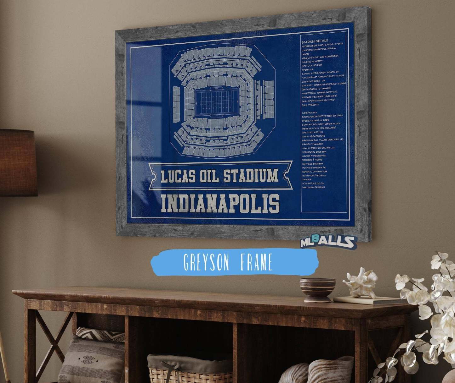 Lucas Oil Stadium Team Color - Vintage Football Print