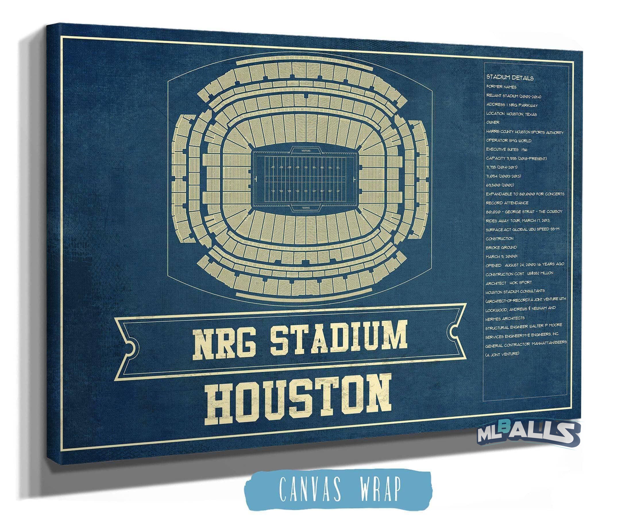 NRG Stadium Seating Chart - Vintage Football Print