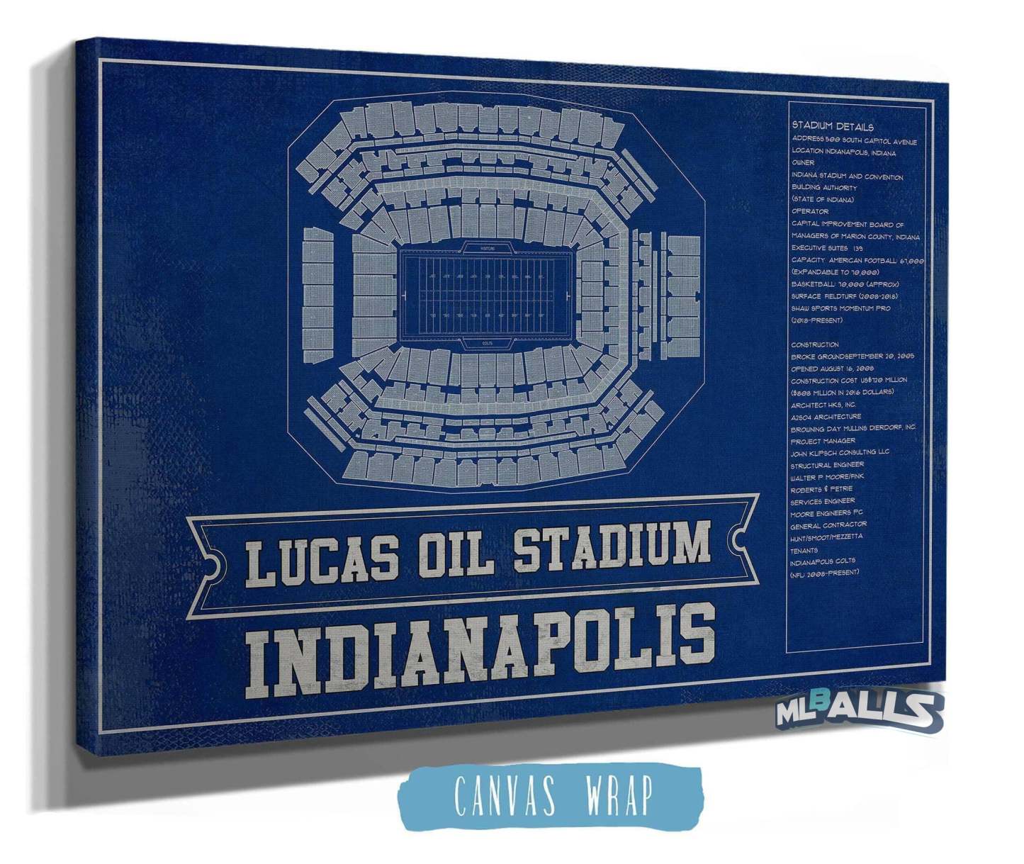 Lucas Oil Stadium Team Color - Vintage Football Print