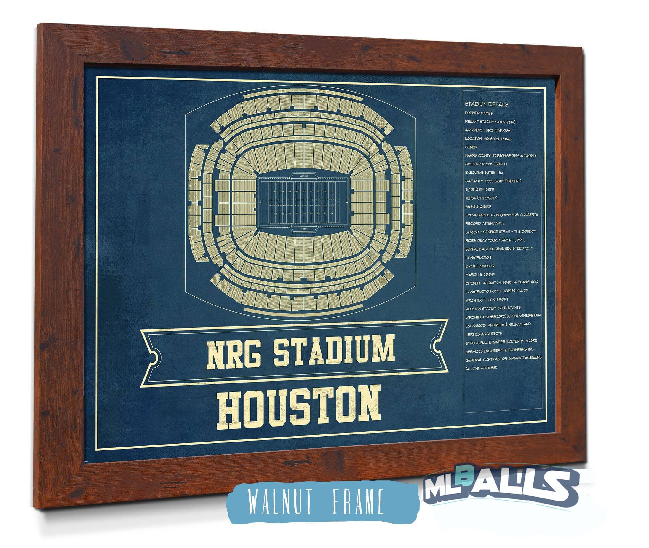 NRG Stadium Seating Chart - Vintage Football Print