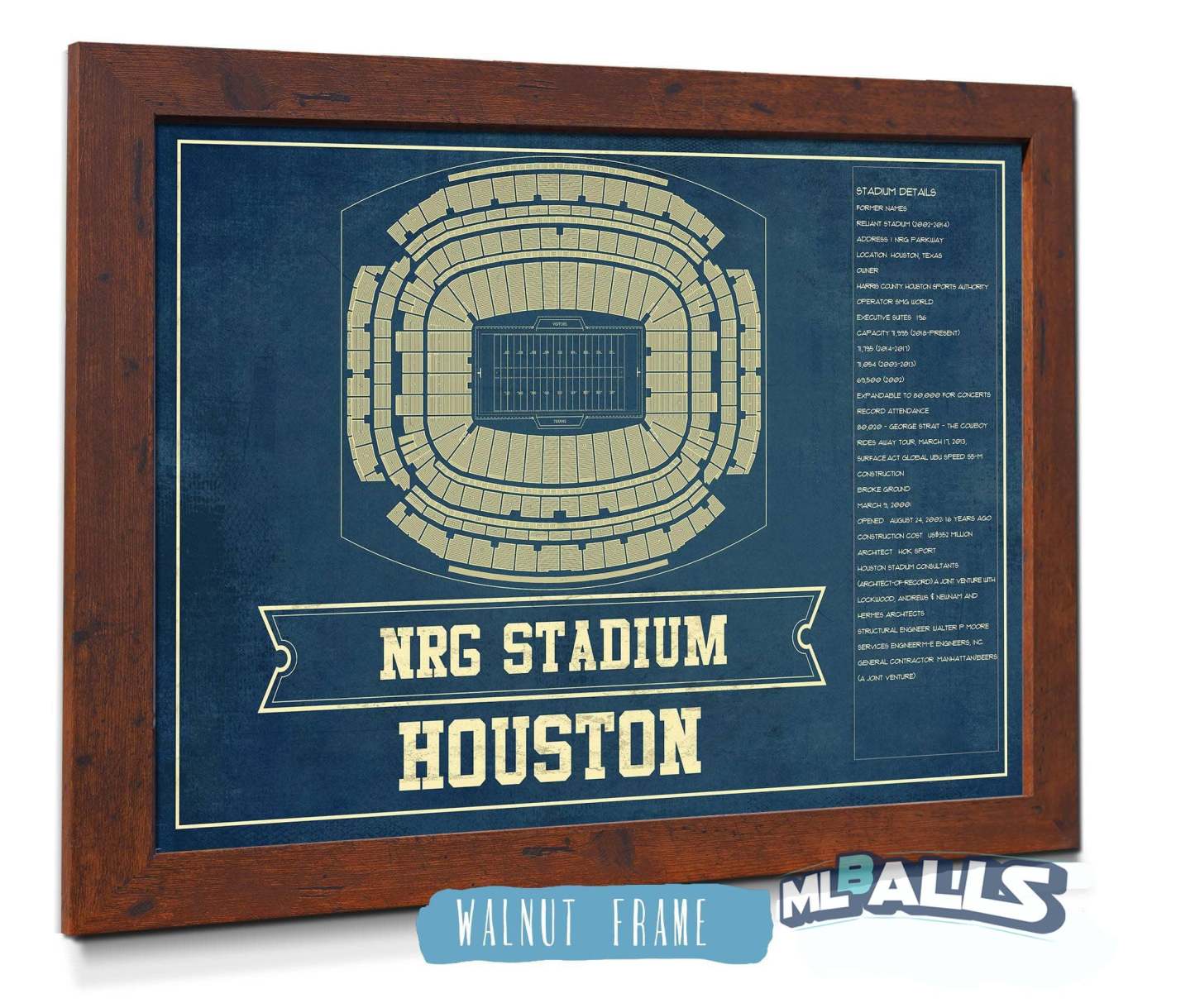 NRG Stadium Seating Chart - Vintage Football Print