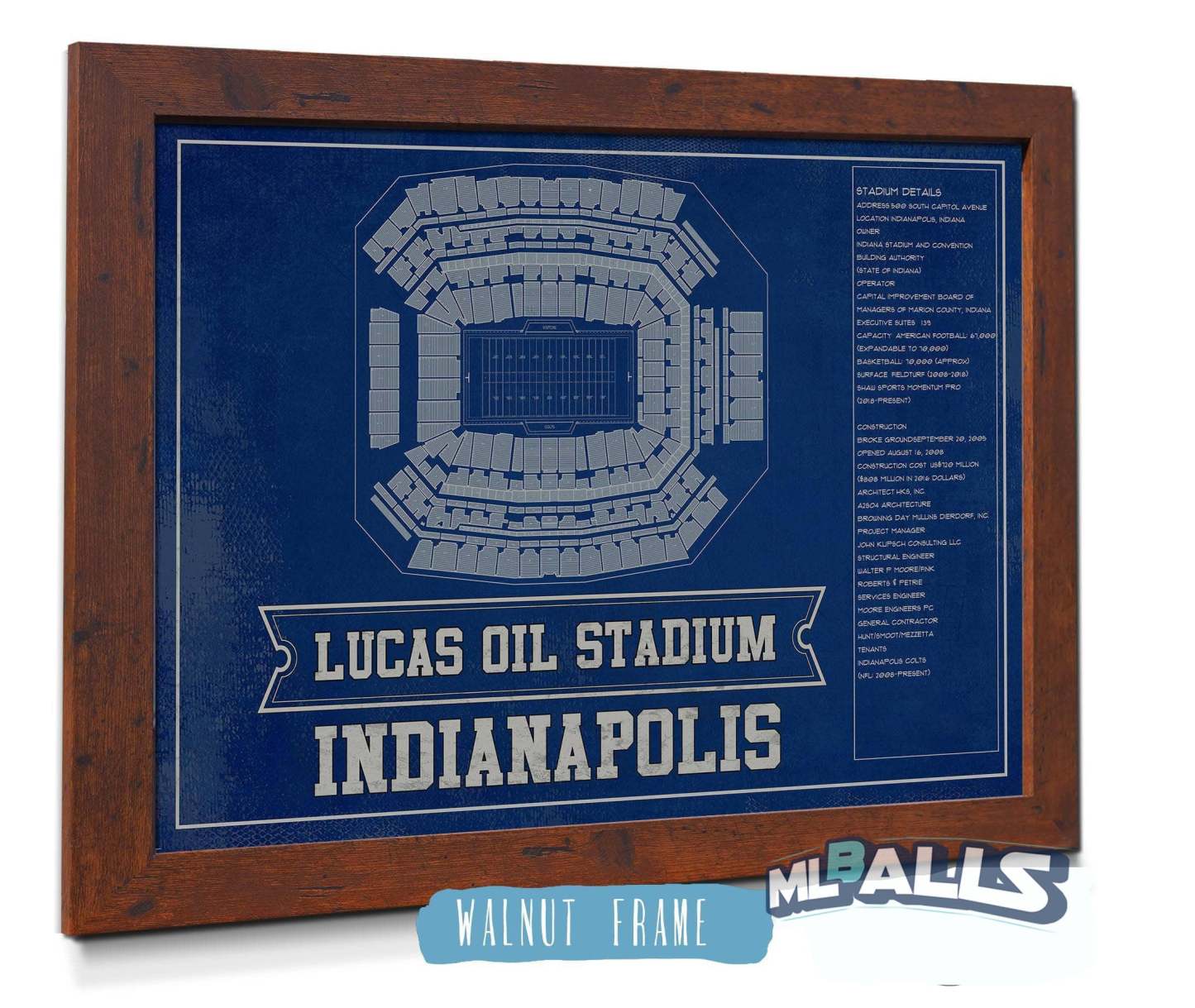 Lucas Oil Stadium Team Color - Vintage Football Print