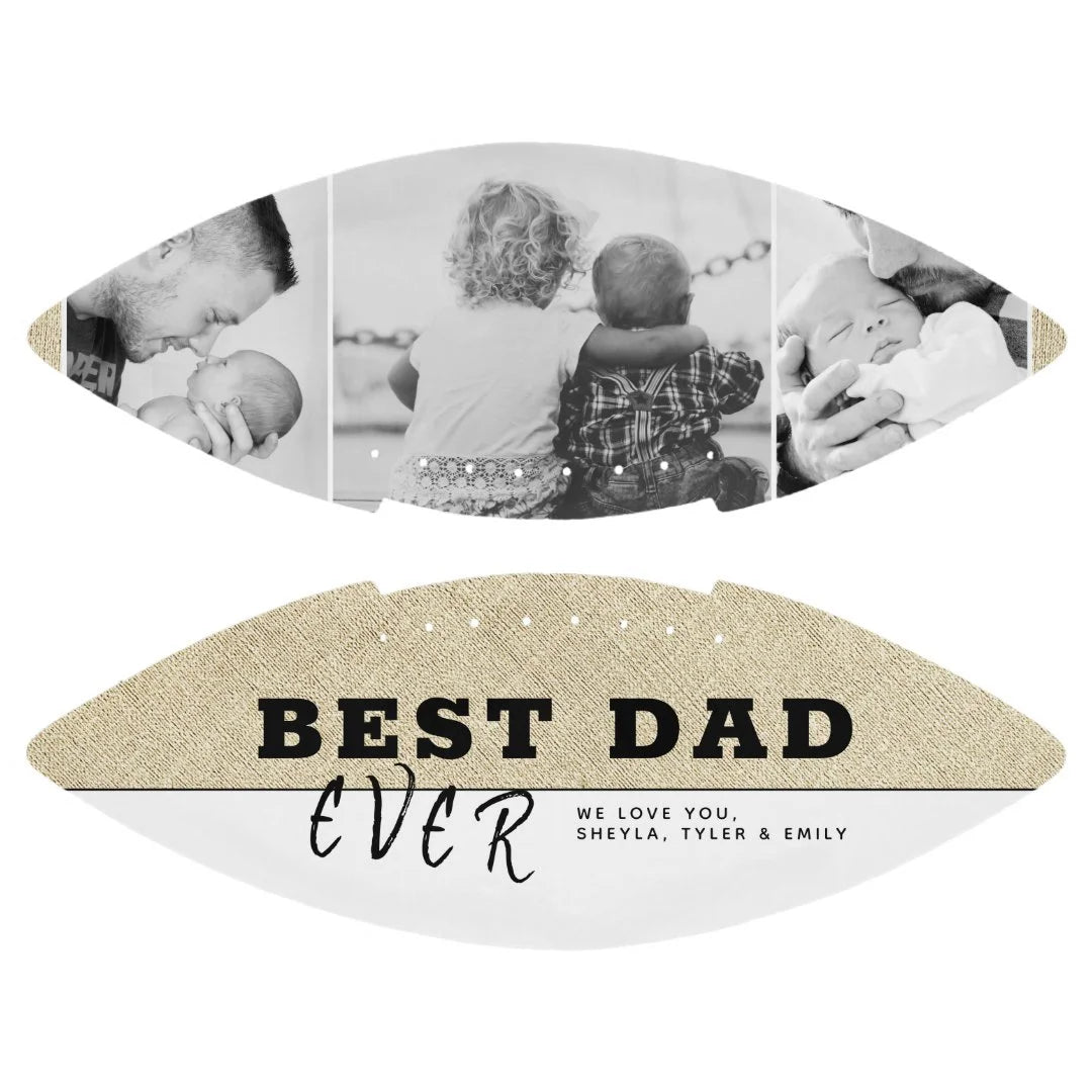 Rustic Best Dad Ever Father`s Day 3 Photo Collage Football