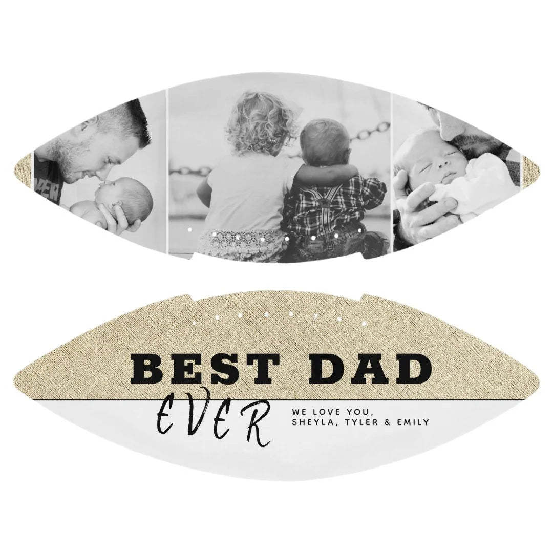 Rustic Best Dad Ever Father`s Day 3 Photo Collage Football