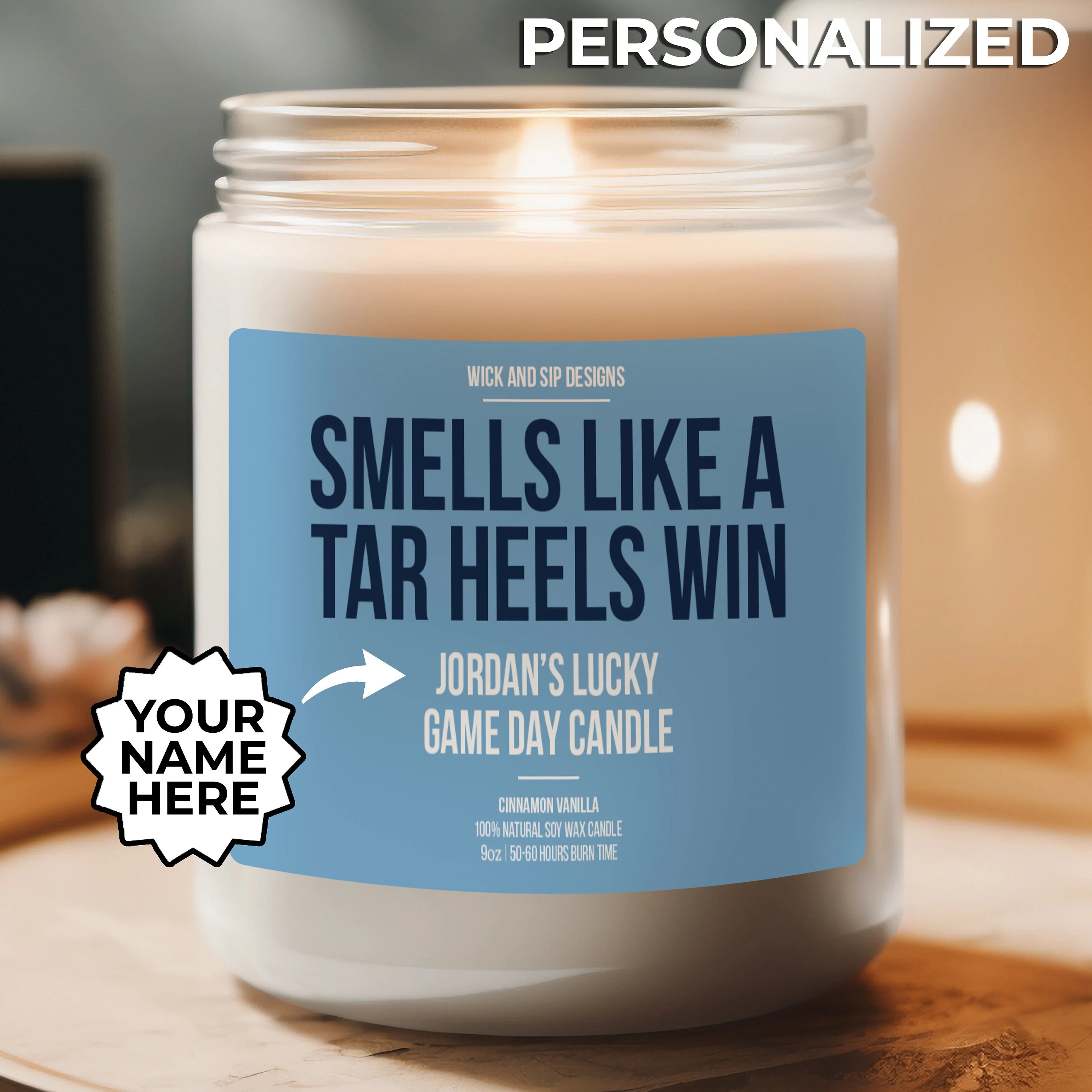 Personalized Smells Like A Tar Heels Win Candle | Custom UNC Tar Heels