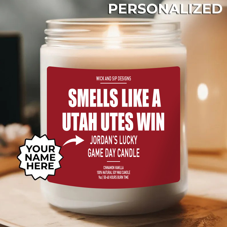 Personalized Smells Like A Utah Utes Win Candle, Custom Utah Utes Cand
