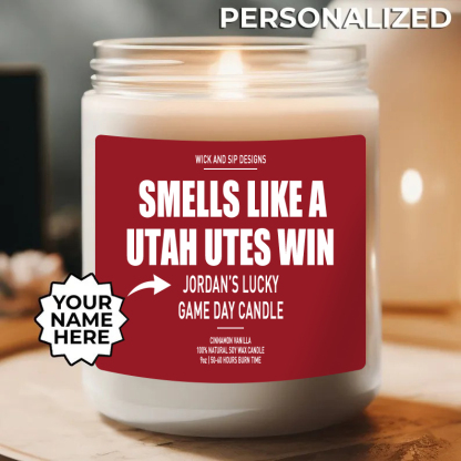 Personalized Smells Like A Utah Utes Win Candle, Custom Utah Utes Cand