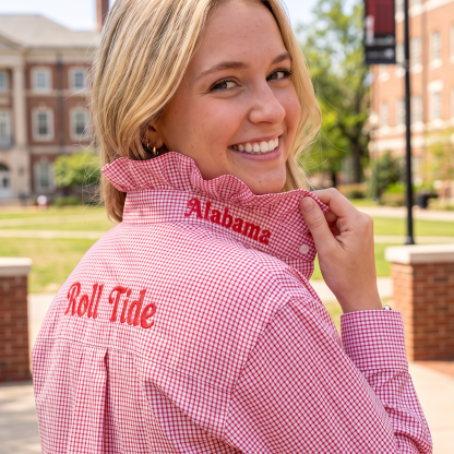 Custom Embroidered Ruffle Collar Team Top-Personalized Game Day Spirit Wear for Football Fans