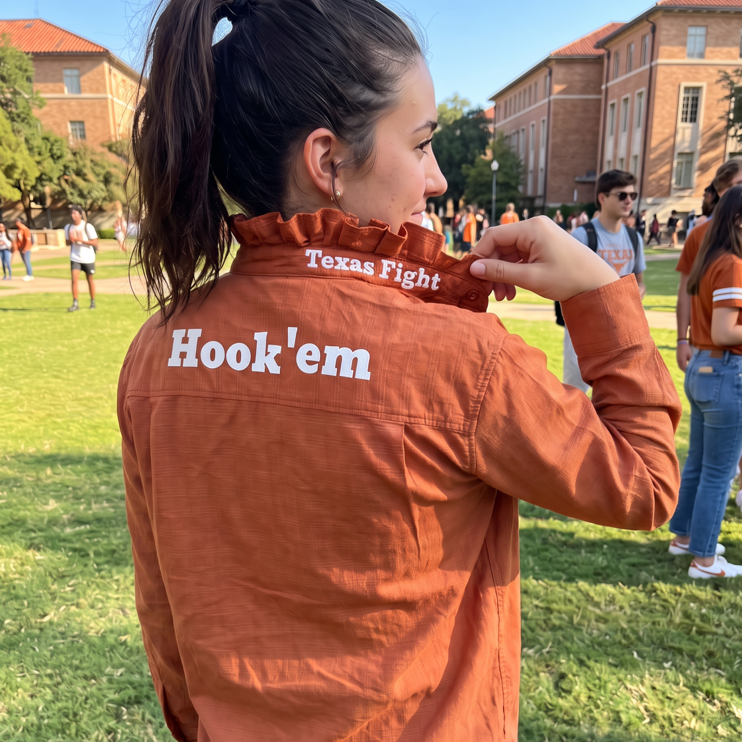 Custom Embroidered Ruffle Collar Team Top-Personalized Game Day Spirit Wear for Football Fans