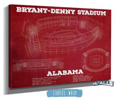 Alabama Crimson Tide Stadium Art - Bryant-Denny Stadium Vintage Seating Chart