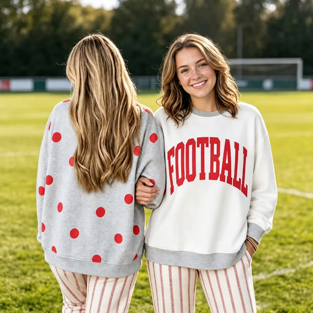Custom Reversible Polka Dot Mockneck Pullover – College Team Game Day Style