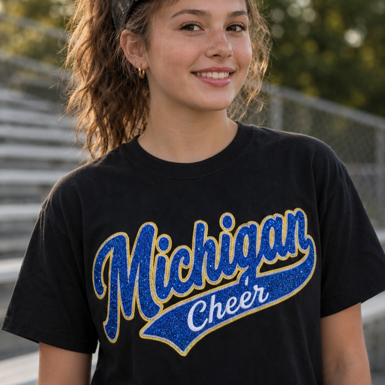 Custom Retro Varsity Glitter Embroidered Sweatshirt-Game Day Spirit Wear for Any Team