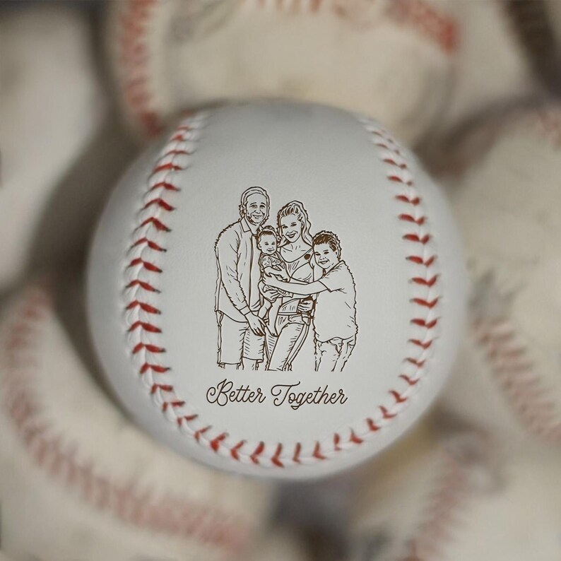 Custom Photo Better Together Family – Custom Engraved Baseball, Unique Gift For Dad, Mom Keepsake