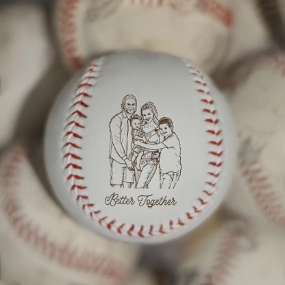 Custom Photo Better Together Family – Custom Engraved Baseball, Unique Gift For Dad, Mom Keepsake