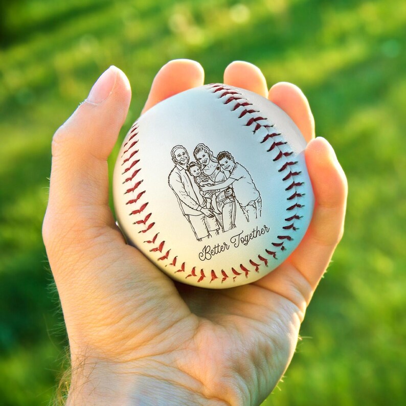 Custom Photo Better Together Family – Custom Engraved Baseball, Unique Gift For Dad, Mom Keepsake