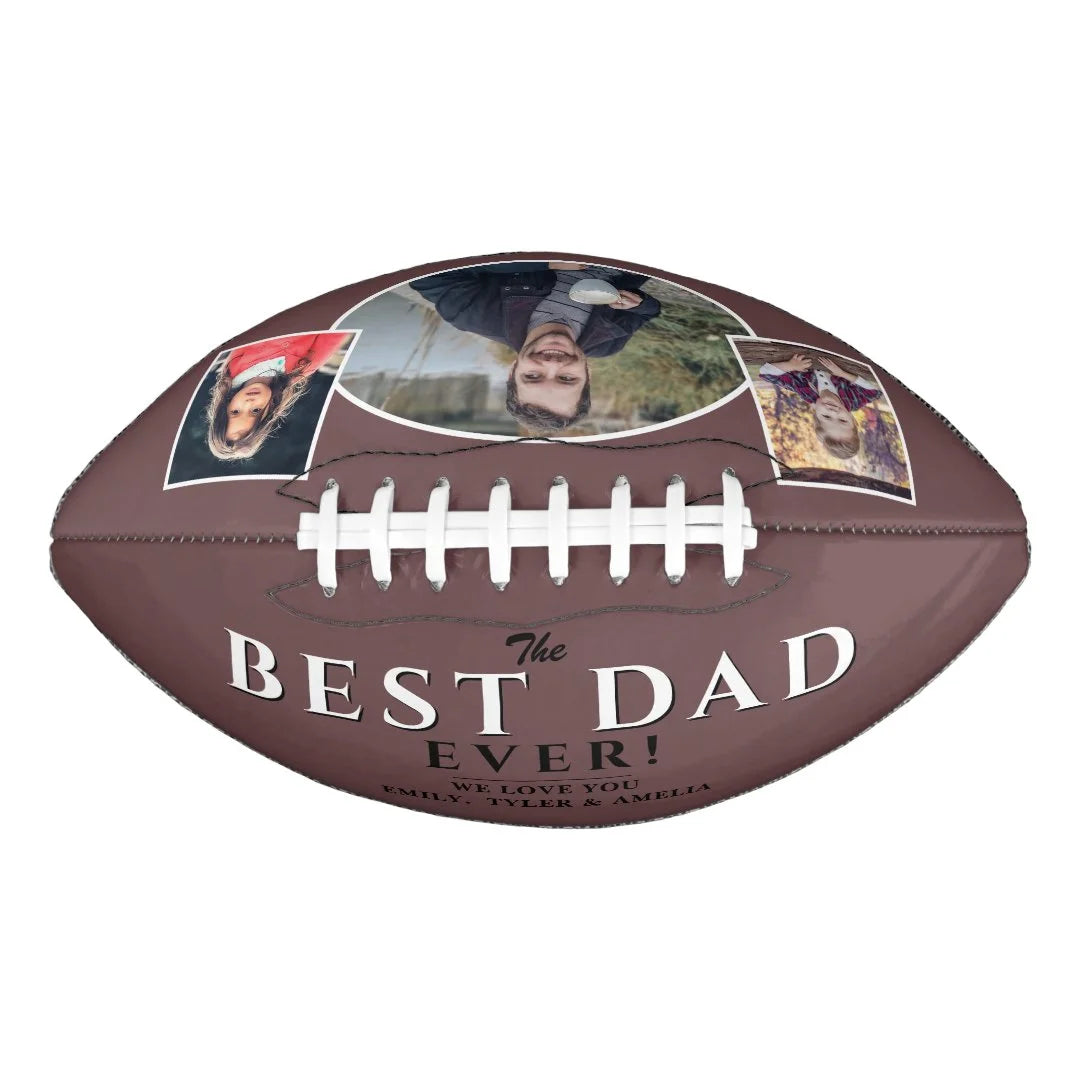 Modern Best Dad Father 3 Photo Collage Football
