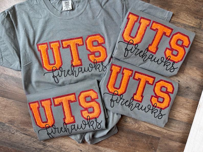 Customized Glitter Campus Team Lettering Embroidered Sweatshirt