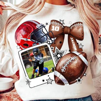 Custom Football Moment Sports T-Shirts With Photo, Name And Number