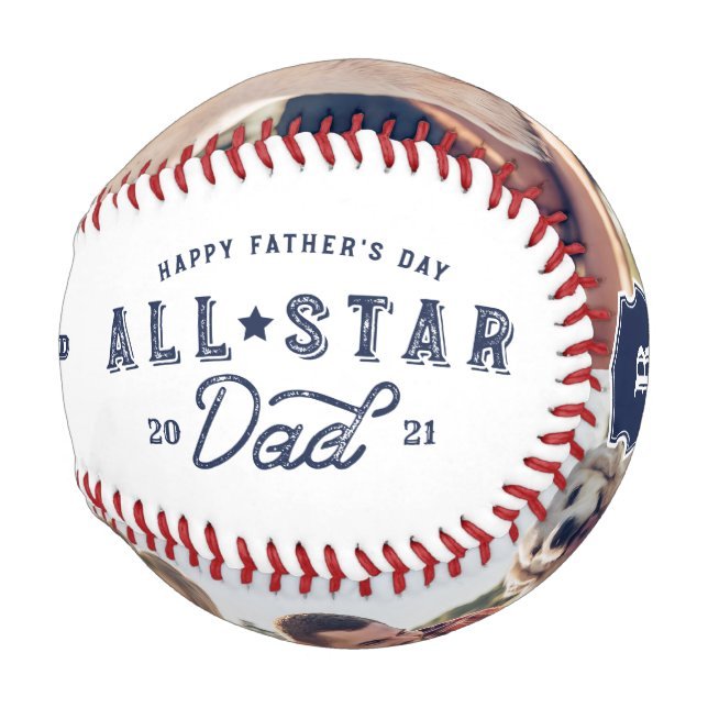 All Star Dad | Happy Father's Day Photo & Monogram Baseball