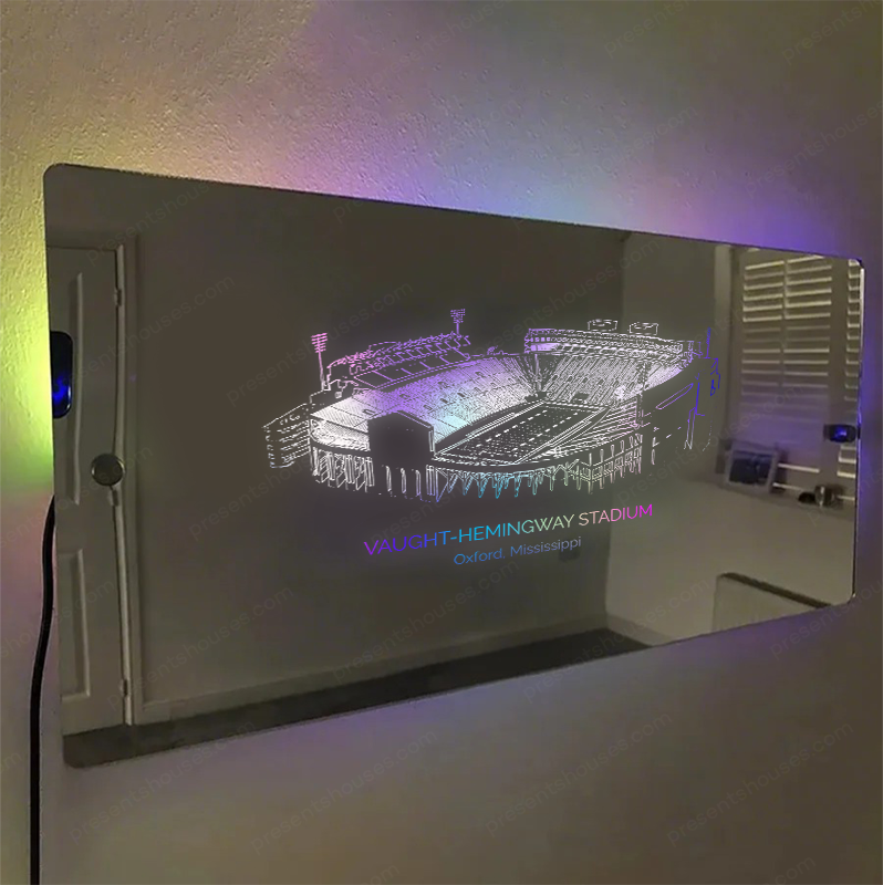 Vaught-Hemingway Pickens Family Oklahoma Memorial Stadium Mirror Light-Gifts For Sports Lovers